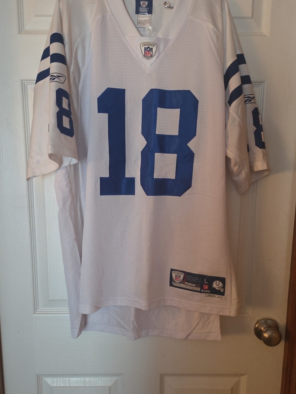 Reebok White and Ro AZ++qqqqyal Balue #18 Football Jersey - Men's